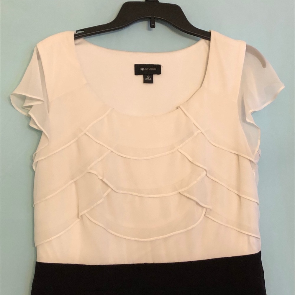 AB Studio Ivory & Black Dress, Sz. 12